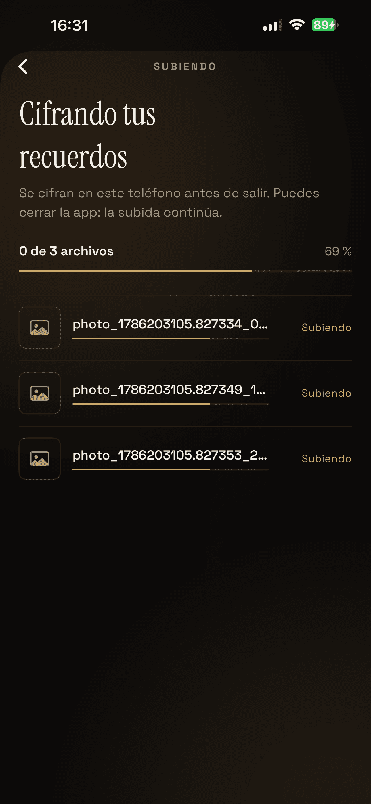 Memories being encrypted on the phone before upload