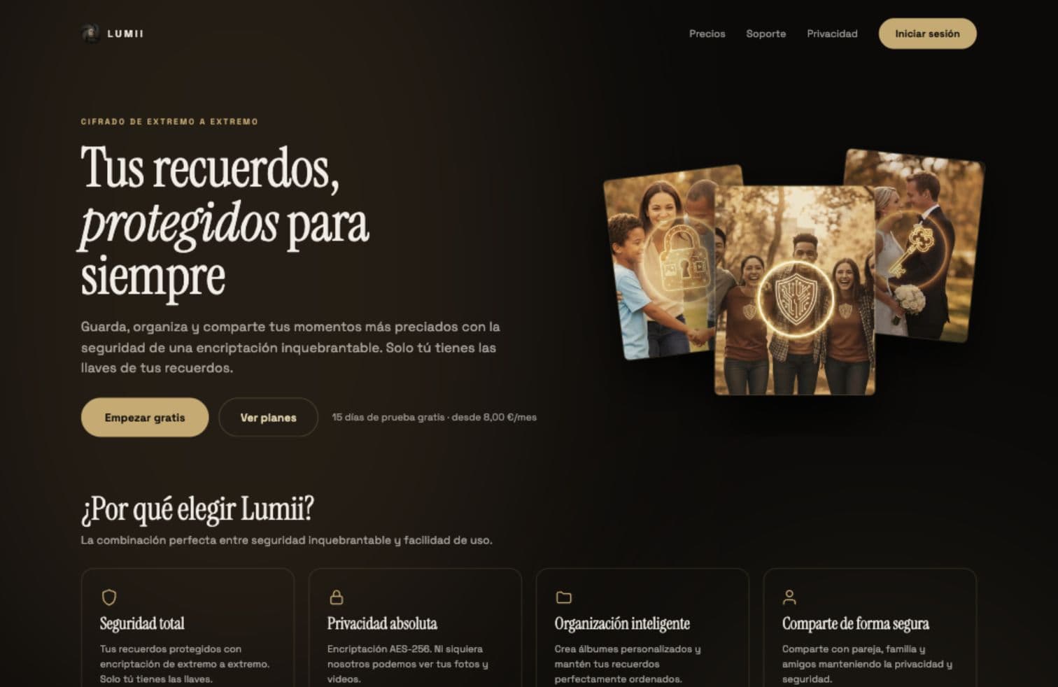 Lumii desktop website